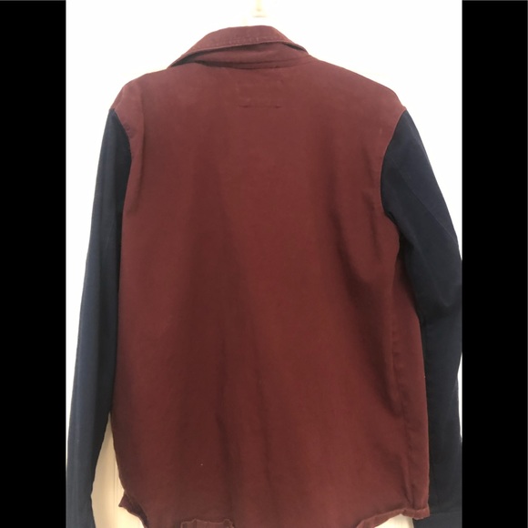 Maroon/navy shirt/shacket, 70 cotton, good stretch, M - Picture 2 of 4